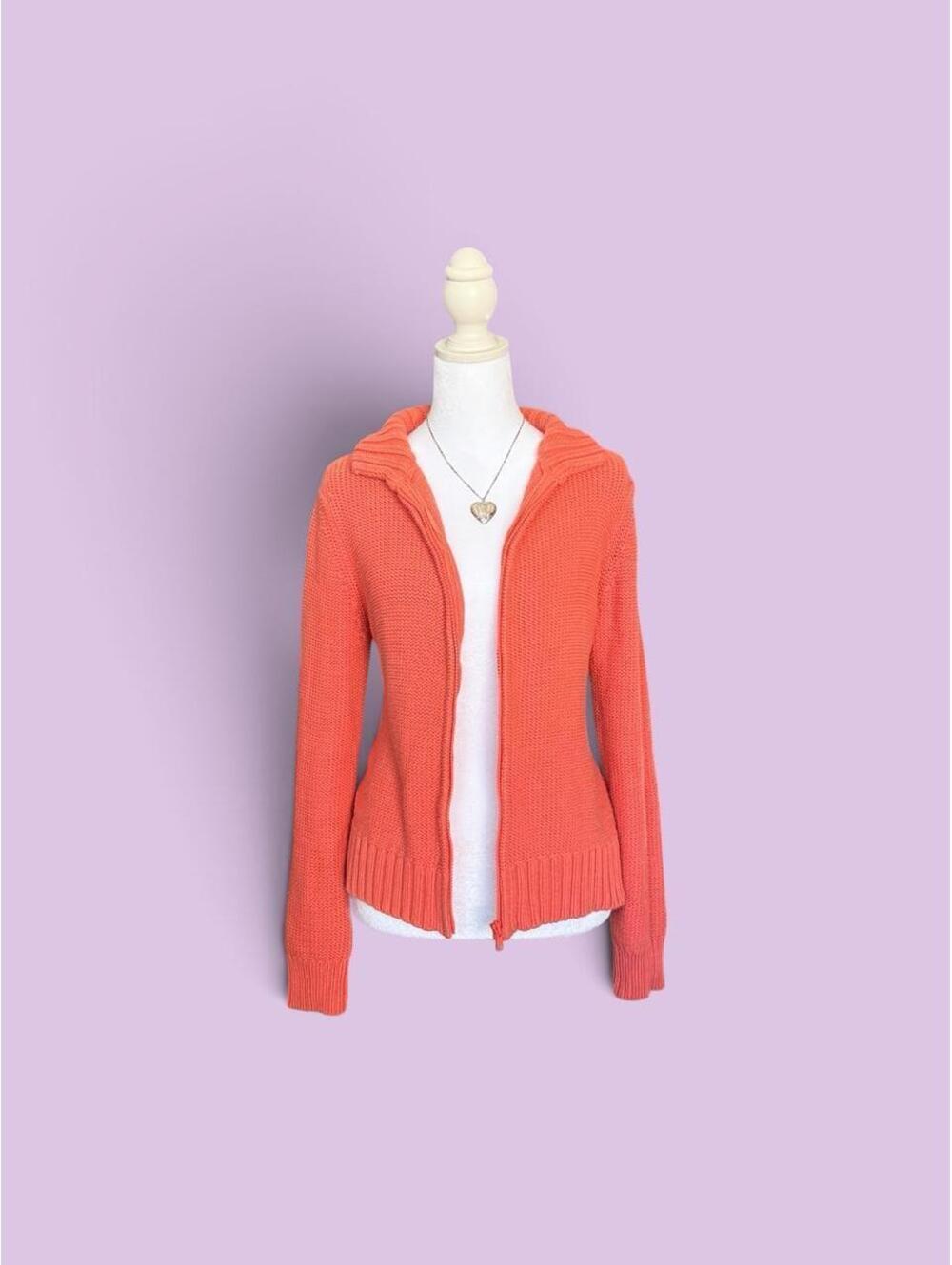 Coral pink zip up hoodie